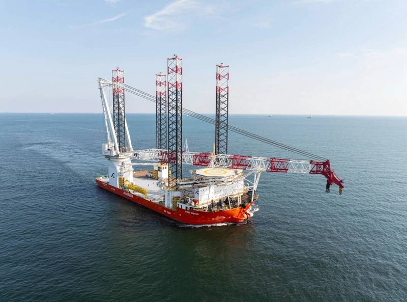Cadeler’s WTIV Newbuild En Route to Europe for Maiden Offshore Wind Job